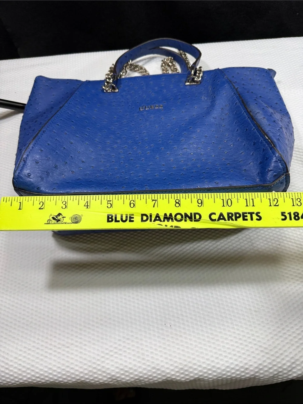 Guess Nikki Faux Ostrich Design Purse with Gold Chain ❤️